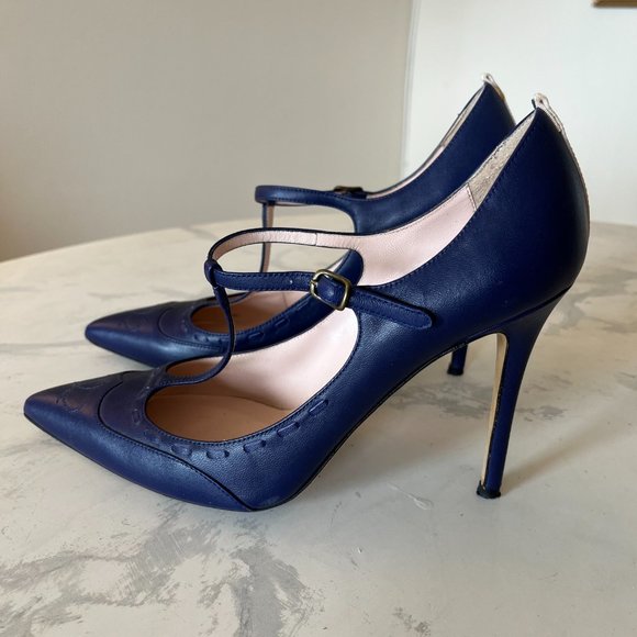 SJP by Sarah Jessica Parker T Strap Heel - Purple Leather 9.5 - Picture 2 of 15